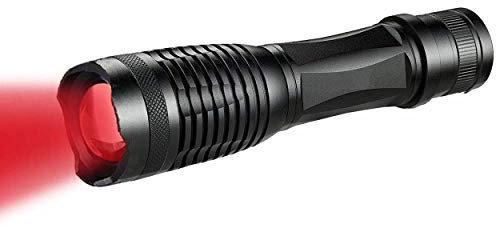 Linterna LED Caza Antorcha, Luz Roja Monomodo 300 Lúmenes 300 Yardas, Linterna con Zoom para Caza, Visión Nocturna Aviación (la Batería no está Incluida)