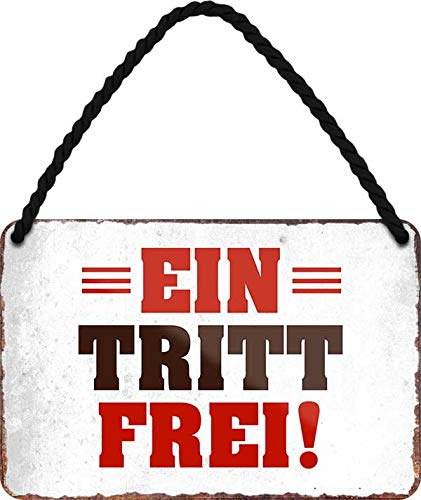 Blechschilder Lustiger Spruch: “EINTRITT FREI!” Deko Hängeschild Türschild Eingang Hauseingang Metallschild Schild Witziges Geschenk zum Geburtstag oder Weihnachten 18x12 cm