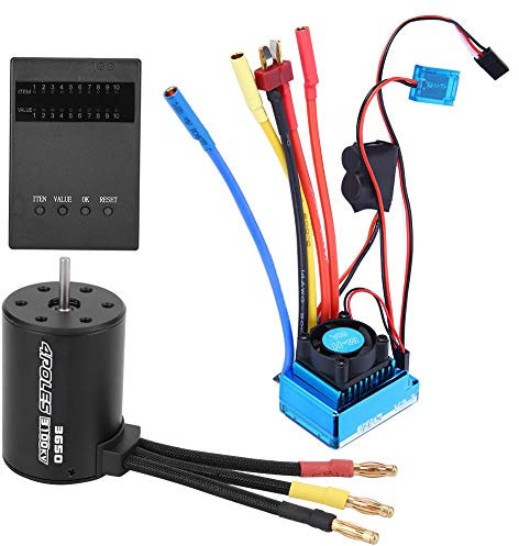 3650 Motor Combo, 3100KV Motor + Programmkarte + 45A/60A/80A/120A Bürstenloses ESC-Set Passend für 1/10 RC-Autoteile(60A)