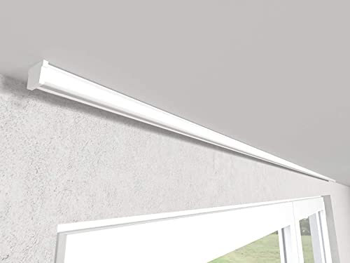 Market-Alley Vorhangschiene Aluminium Weiß/Schwarz Gardinenschiene ; C 1-läufig ; 120cm-600cm. Für Kräuselband Gardinen oder Schiebevorhang (nur Weiß Gardinenschiene ; 520cm)