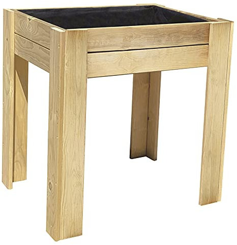 PLANTAWA Mesa de Cultivo Ceres 80, Mesa Rectangular para Huerto Urbano, Mesa de Cultivo Madera, 80 x 80 x 55 cm, Jardinera Exterior para Terraza Jardín Monta tu Huerto Grande