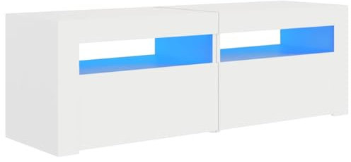 vidaXL TV Schrank mit LED-Leuchten Lowboard Fernsehschrank Fernsehtisch Sideboard HiFi-Schrank TV Möbel Tisch Board Weiß 120x35x40cm