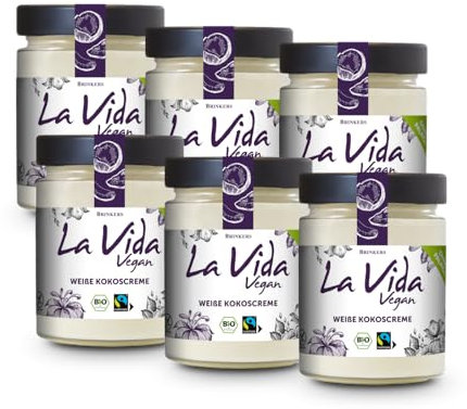 Brinkers La Vida Vegan Bio Weiße Kokoscreme | 6 x 270g | Zartschmelzender Kokosgenuss | Glutenfrei