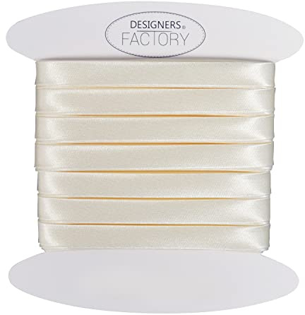 designers-factory Schöne Satin schrägband - Satin schrägband ideal für raffinierte Abschlüsse sowohl an der Außenseite Ihrer Kreationen als auch zum Abdecken Ihrer Nähte. (Um 10 Meter, Ecru)