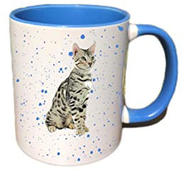 Personalised Bengal Cat Mug Gift - Present for Cat Lovers - Gifts for Cat Owner - Personalised Cat Mug - Country Style Mug (Navy)