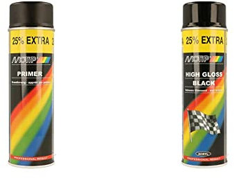 Motip Primer - Noir - 500ml & Rallye Peinture - Noir brillant - 500ml