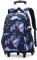 ANSIEDIO Kinder Trolley Rucksack mit Rollen Rolling Schultasche für Mädchen Jungen Schüler Kindergepäck Reisegepäck Laptop Reise Kindertrolley Reisekoffer (Blau geometrisch)