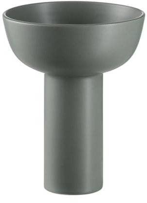 blomus Vase MIYABI | Blumenvase aus Steingut Grün| Dekovase Farbe Agave Green | Größe L | 17L x17B x 21H cm