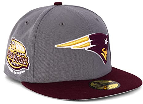 New Era 59 Fifty New England Patriots Snapback Cap, Grey/Maroon, 7 3/8