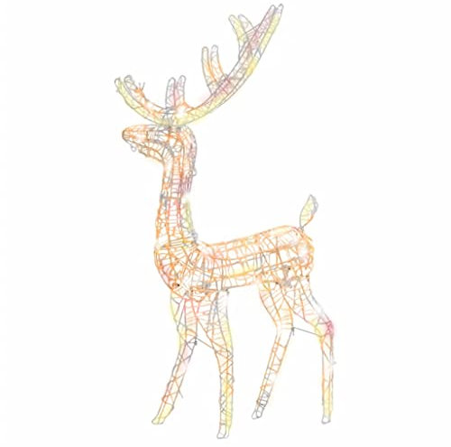 vidaXL Rentier Weihnachtsdekoration 2 Stk., Beleuchtet Weihnachtsfigur 8 Lichtmodi, Weihnachtsdeko Weihnachtsbeleuchtung für Innen Außen, Acryl 120cm Mehrfarbig
