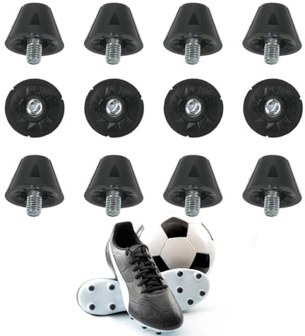 12 Tacos de Repuesto para Botas de Fútbol, Goma y Punta de Metal, Nailon, para Niños y Adultos, 2 Tamaños, Black, Medium