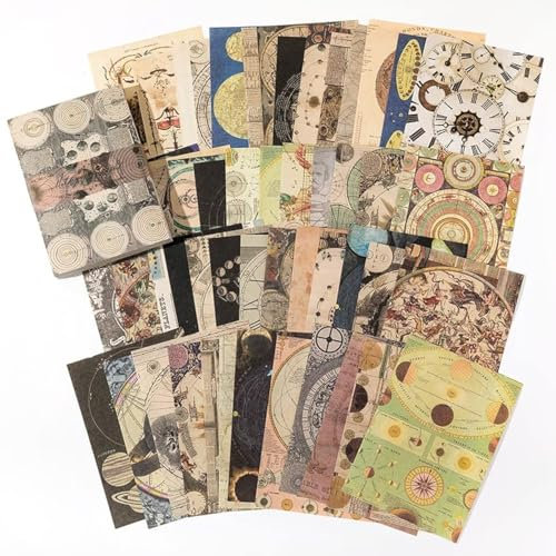 100 Stück Galaxy Universe Series Scrapbooking Papier - Bastelpapier Dekopapier für Notizbuch, Kalender, Fotoalbum, Tagebuch - Journal Zubehör