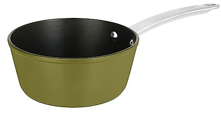 Sitram 715702 Casserole Aluminium Recyclé Ø 18 cm H 8 cm colori Vert Metallisé Revêtement intérieur anti-adhésif sans PFOA - Manche en Inox Riveté - Tous feux dont induction