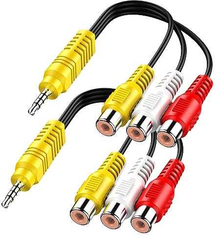 PANPEO AV Adapter, Video AV Component Adapter Cable Replacement for TCL TV, 3 RCA to 3.5mm AV Input Adapter - 2pack