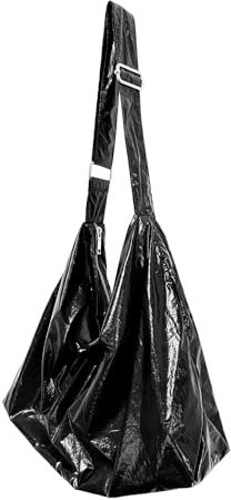Ulisty Damen Übergröße Leichtgewicht Hobo Tasche Nachahmung Metallisch Stil Umhängetasche Schultertasche Täglich Handtasche schwarz