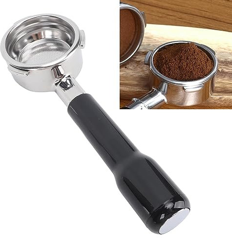 Okuyonic Portafiltro sin Fondo de 58 mm, Portafiltro con Cesta de Filtro de Acero Inoxidable para Cafetera Barsetto(Negro)