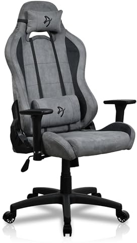 Arozzi Torretta Super Soft Upholstery Fabric Gaming Chair, Breathable Fluid-Repellent Ergonomic Office Chair with Adjustable Height, 3D Armrest & 2 Supportive Pillows (Anthracite)
