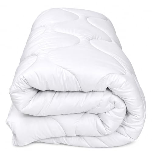 YONNKITEXX HOME Winter-Bettdecke 135 x 200 cm, warm, weiche Mikrofaser | 1250 g Füllung, silikonisierte HCS-Polyesterfasern, Weiß, trocknergeeignet , 95 °C waschbar