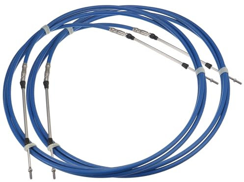 2 Stück 4 Meter 157 Zoll Marine Gaszug Shift Fernbedienung Box Kabel für Außenbordmotor Boot Motor Lenksystem Blau – Nicht für Yamaha