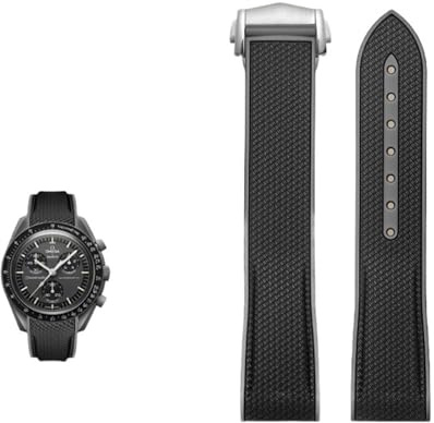 CZKE 20mm Silicone Suitable For Omega Swatch Strap MoonSwatch Curved Interface Rubber Silicone Watch Band Seamaster 300 For Omega X Swatch Joint celestial Sports (Color : Black-gray, Size : 20mm)