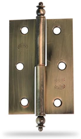 Amig - Lot de 2 Charnières pour meubles - Ouverture à droite - Acier laitoné - 70 x 43 x 1,2 mm - Démontable, Bord carré et Sans finition