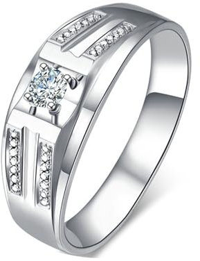 ANAZOZ Ring Herren Platinum 950, Moissanite Ring 0.14 Karat und Moissanit Karat Trauringe für Damen größe 54 (17.2)