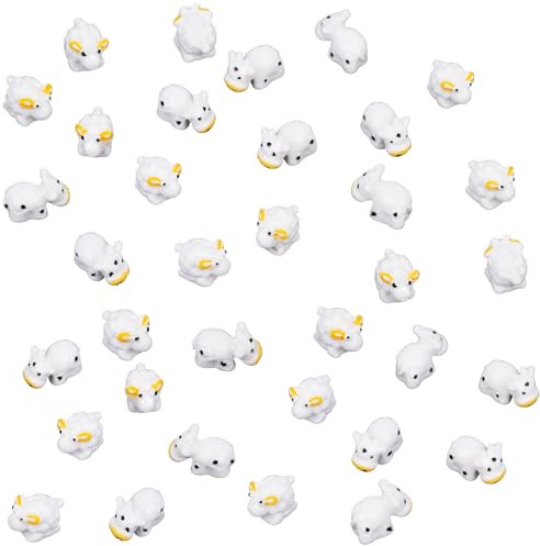 40 Stück Miniatur Harztiere, Niedliche Mini Kuh Figuren und Miniatur Schaf Figuren Kleine Kühe Miniatur Schaf Ornamente für Mooslandschaft DIY-Kunsthandwerk Heimdekoration