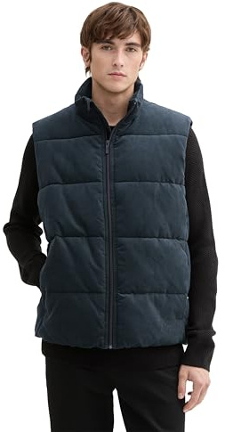 TOM TAILOR Denim Herren 1043593 Cord Puffer Weste mit Stehkragen