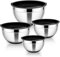 HaWare Rührschüssel 4er Set, Edelstahl Schüssel Salatschüssel mit Luftdichtem Deckel und Silikonboden, Ideal zum Kochen Backen Aufbewahrung, Stapelbar & Spülmaschinenfest, 4,6L/2,8L/1,5L/0,7L-Schwarz