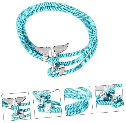 BESTYASH Paar Armband Walschwanz Aus Metall Mit Himmelblauem Seil Kreativer Jahresarmreif Für Alltag Und Party