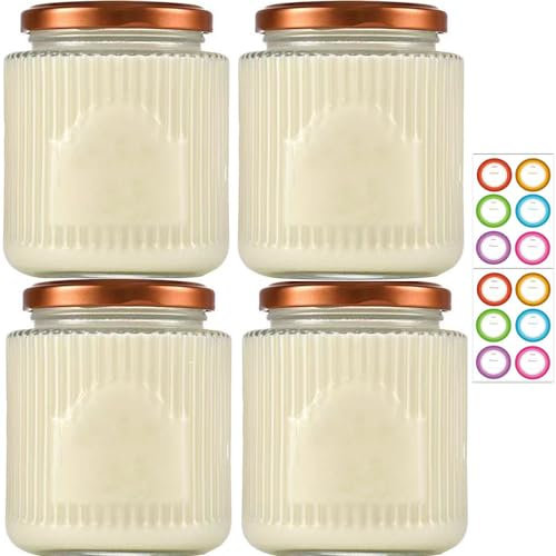 BEVKAF Overnight Oats Jar, Overnight Oats Container for Overnight Oats Salad Jars Salad Dressing Pots Yogurt Pudding Chutney Jam Spice (Rose Gold Lid)