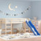 Festnight Hochbett Kinder mit Rutsche Leiter Spielbett 80x200 cm Jugendbett Kinderhochbett Kinderbett Etagenbett Einzelbetten Bettgestell Kinderzimmer Rutschbett Halbhochbett