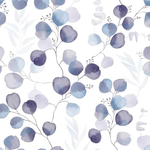 Fvlow Purple Leaf Peel and Stick Wallpaper Vintage White Floral Wallpaper Vinyl Wrap Kitchen Worktop Covering Vinyl Self Adhesive Thick Leaf Contact Paper for Cabinets Drawers Stickers 44.5cmx300cm