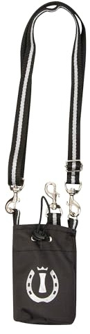 Imperial Riding IRH Belohnungstasche für Pferde, leichte Leckerli Tasche für Bodenarbeit Training, Wasserabweisende Futtertasche mit Kordelzug und Schulterband, Reitsport Zubehör, Schwarz