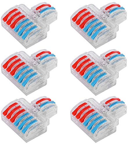 10 Pz Connettori Elettrici Blocco Filo Morsettiere di Giunzione Rapida 2 Inet 6 Prese LT‑623 Accessori Professionali Trasparenti