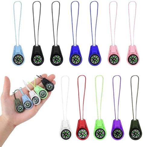 Kompass Kinder 12 Stück Mini Kompass Mini Überleben Kompass Mehrfarbig Kompass Kinder Kinder Kompass für Outdoor Führer Kindergeschenke Multi-Farbe Mini Kompass für Outdoor Sport Camping Wandern