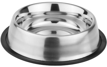 Pawpourri Stainless Steel Dog Bowl with Rubber Base, Silver
