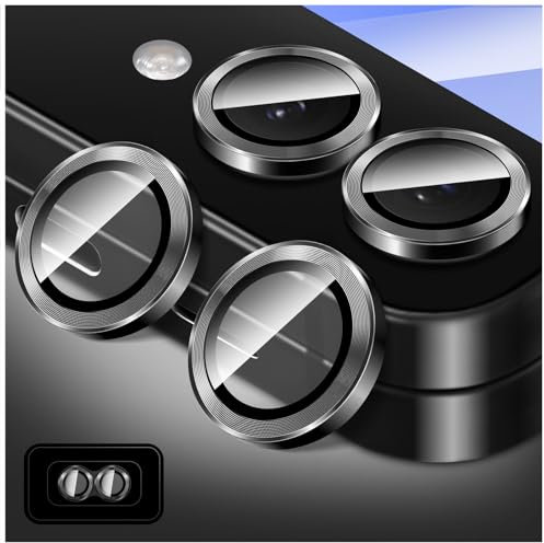LucBuy Camera Lens Protector for Samsung Galaxy Z Flip 5, 9H Tempered Glass Camera Cover Screen Protector Film Sticker, Automatic-Alignment Individual Aluminum Alloy Rings
