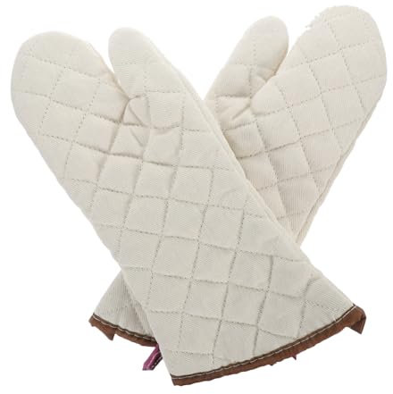 WHAMVOX 1 Pair Baking Gloves Bbq Gloves Microwaves Grill Gloves Microwave Ovens Heat Resistant Oven Mitt Insulated Gloves Oven Mitts Oven Glove Kitchen Supply Kitchen Mitts Cotton White