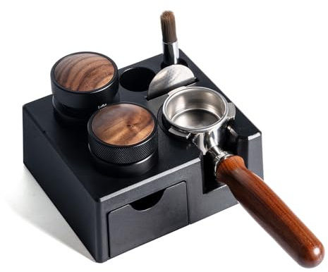 Pevfeciy Tamper Station für Barista (51-58mm), Schwarz Tamperstation aus ABS, Kaffee Tamping Station,Barista Zubehör,Schwarz