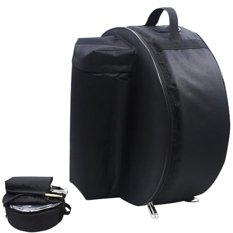 14 Zoll Snare Drum Bag, Wasserdicht Gepolsterte Snare Drum Cases mit Rucksack für Zubehör, Abnehmbare Schultergurte Protable Drum Case (Schwarz, 17,5 x 17,5 x 6,7 Zoll (14-Zoll-Schlagzeug))