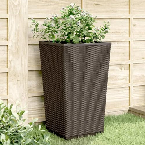 Rasen und Garten, Gartenarbeit, Töpfe und Pflanzgefäße, Pflanzgefäße, 4 Stück, braun, 32,5 x 32,5 x 57 cm, PP