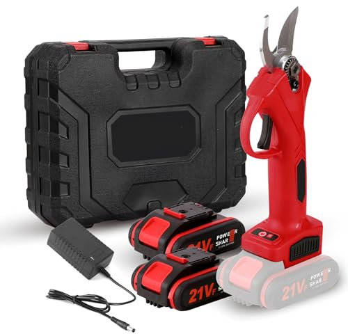 21V Secateur Electrique Sans Fil, 600w 40mm Secateur Electrique 6500 Mah, SéCateur éLectrique Avec Batteries, pour La Taille Le Jardinage Les Arbres Fruitiers Et Le Vignoble (2 batteries + 1 chargeur)