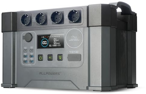 ALLPOWERS Estación de energía portátil S2000 Pro batería portátil LiFePo4 de 1451Wh generador solar de salida de CA 4x2400W con MPPT y SAI, recarga de 0-80% en 1,5H fuente de alimentación para acampar