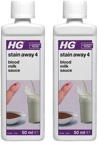 HG Fleckweg 4, Effektiver Fleckenentferner für Blut-, Saucen-, Bratensaft-, Gewürz-, und Milchflecken - 50 ml (Packung mit 2)