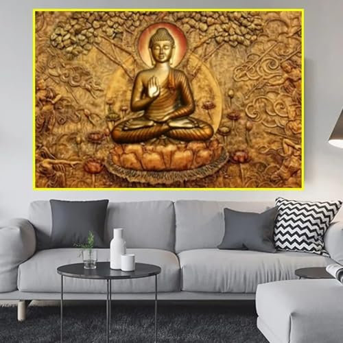 YUSUZHU Ästhetische Buddha-Statue, Skulptur, Bilder auf Leinwand, Wohnzimmer-Dekoration, Schlafzimmer, Zuhause, Poster, Wanddekoration, Gemälde, 40 x 60 cm, mit Rahmen