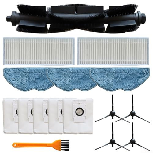HomeVortex Kit de piezas de repuesto para robot aspirador EZVIZ RE4 Plus/RE5 Plus, incluyendo cepillo principal, filtros, toallitas para fregona, bolsas de polvo, cepillos laterales, herramienta de