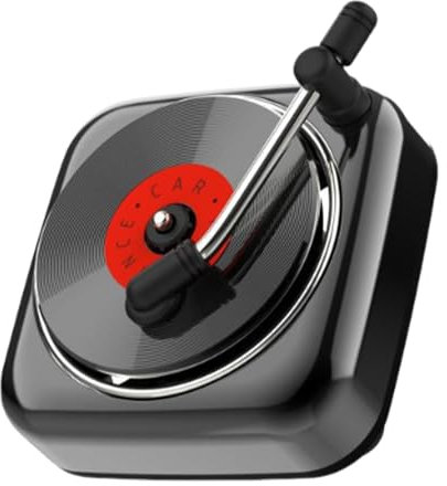 perfk Auto Duftspender, Aroma Diffusor für Fahrzeug, Innenraum Zubehör mit Drehmechanismus, Plattenspieler Stil, Schwarz