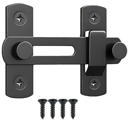Stainless Steel Thicker Gate Lock - Door Catches for Internal Doors & Wooden Gates, Sliding Door Lock,Small Gate Bolt, Black