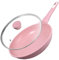DYGG Antihaft Bratpfanne 26 cm mit Glasdeckel, Granitbeschichtung für fettfreies Braten, 100% frei von PFAS & PFOA, für alle Herdarten inkl. Induktion, (Gas, Ceran, Elektro) Pink